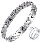 Jecanori Pure Copper Bracelets for Women,Ultra Magnetic Bracelets for Women with 3500 Gauss Magnets,Crystal Valentine's Day Jewe