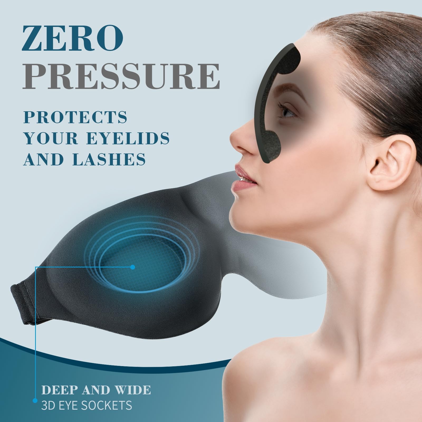 ZGGCD Sleep Mask for Side Sleeper, Light Blocking Sleeping Eye Mask for Women Men, 3D Contoured Cup Night Blindfold, Luxury Eye