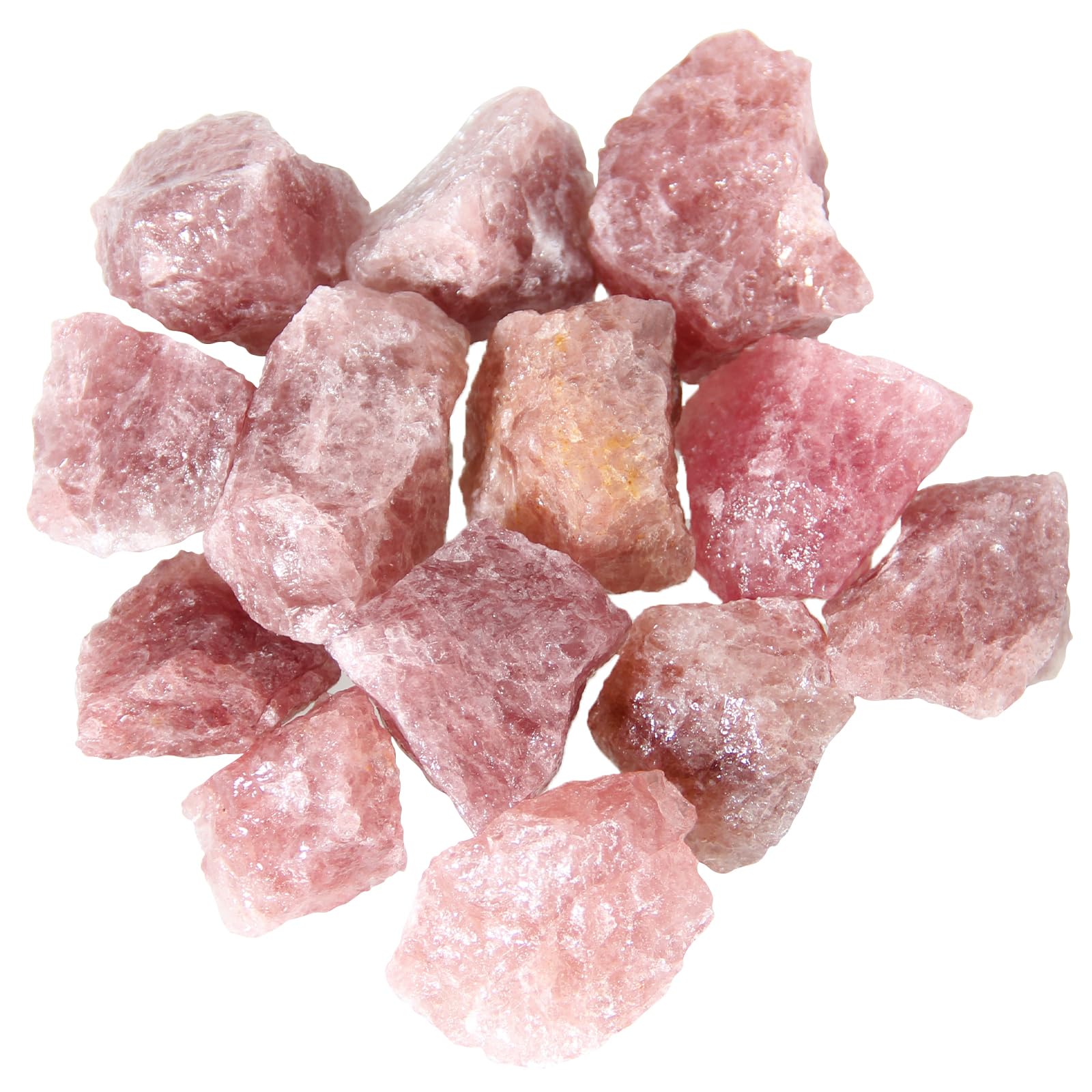 1.1lb Bulk Raw Red Strawberry Quartz Rough Crystal-Natural Red Strawberry Quartz Raw Stones Crystal for Tumbling, Cabbing, Decor