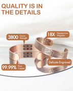 Feraco Copper Magnetic Bracelets for Men Women with 18X Ultra Strength Magnets, Tree of Life Pattern, 99.99% Pure Solid Copper C