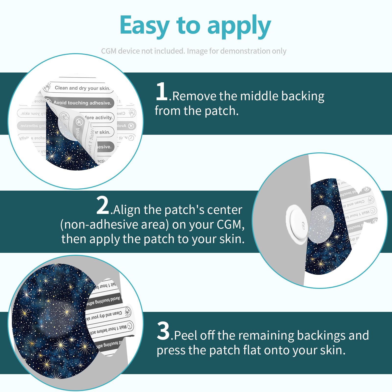 Adhesive Patches for Libre 3 Waterproof,Sensor Covers for Libre 3,Pre-Cut Backing with Easy-Peel Tab for 10-14 Days,Full Cover N