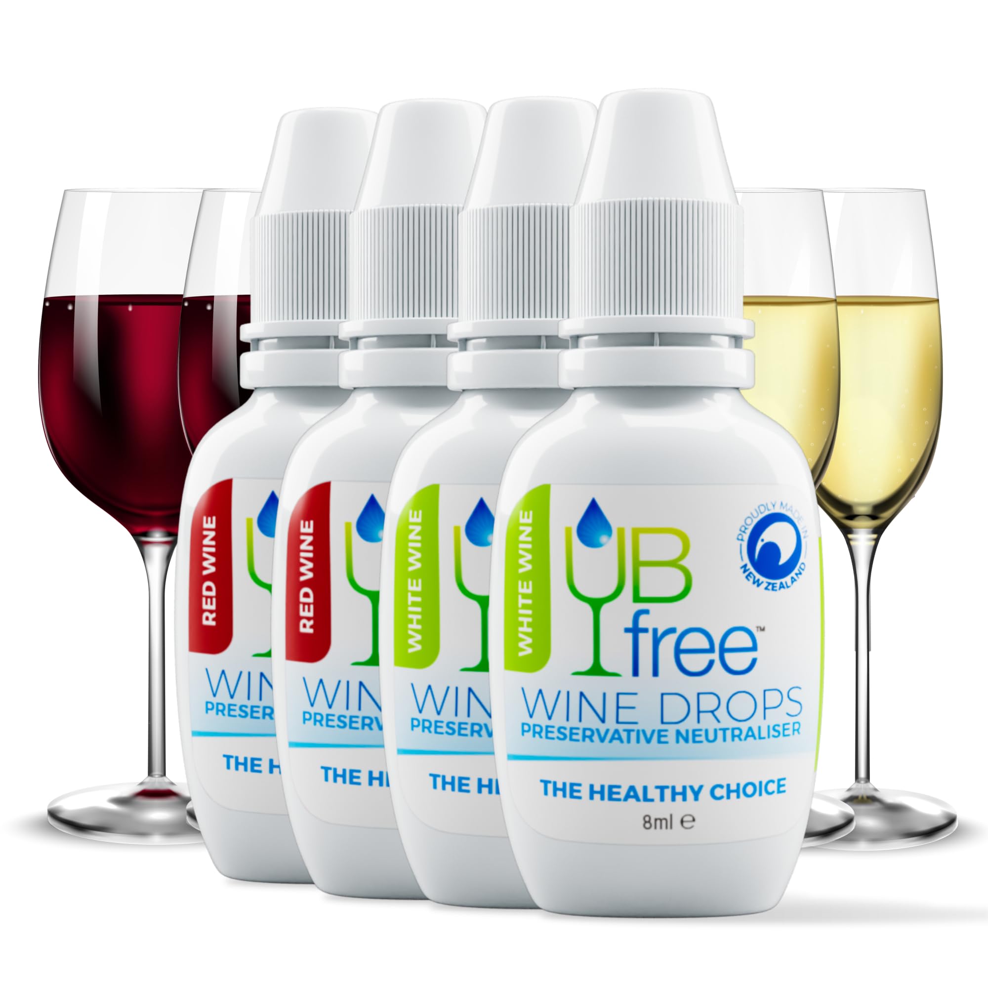 UBfree Wine Drops - 4pk Red & White - Removes Sulfites and Histamines from Red and White Wines | Naturally Eliminate Wine Headac