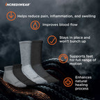 Incrediwear Circulation Socks - Womens and Mens Crew Socks (Grey, Large)