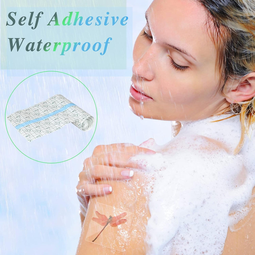 3 Rolls Transparant Waterproof Adhesive Bandages,Second Skin Tattoo Cover Up Tape,Waterproof Tattoo Supplies for Swimming,Shower