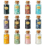 KHOCOEE 12 Different Gemstone Bottles Chip Crystals and Healing Stone, Chakra Healing Crystals Bottles, Wicca Gem Stones Set, Wi