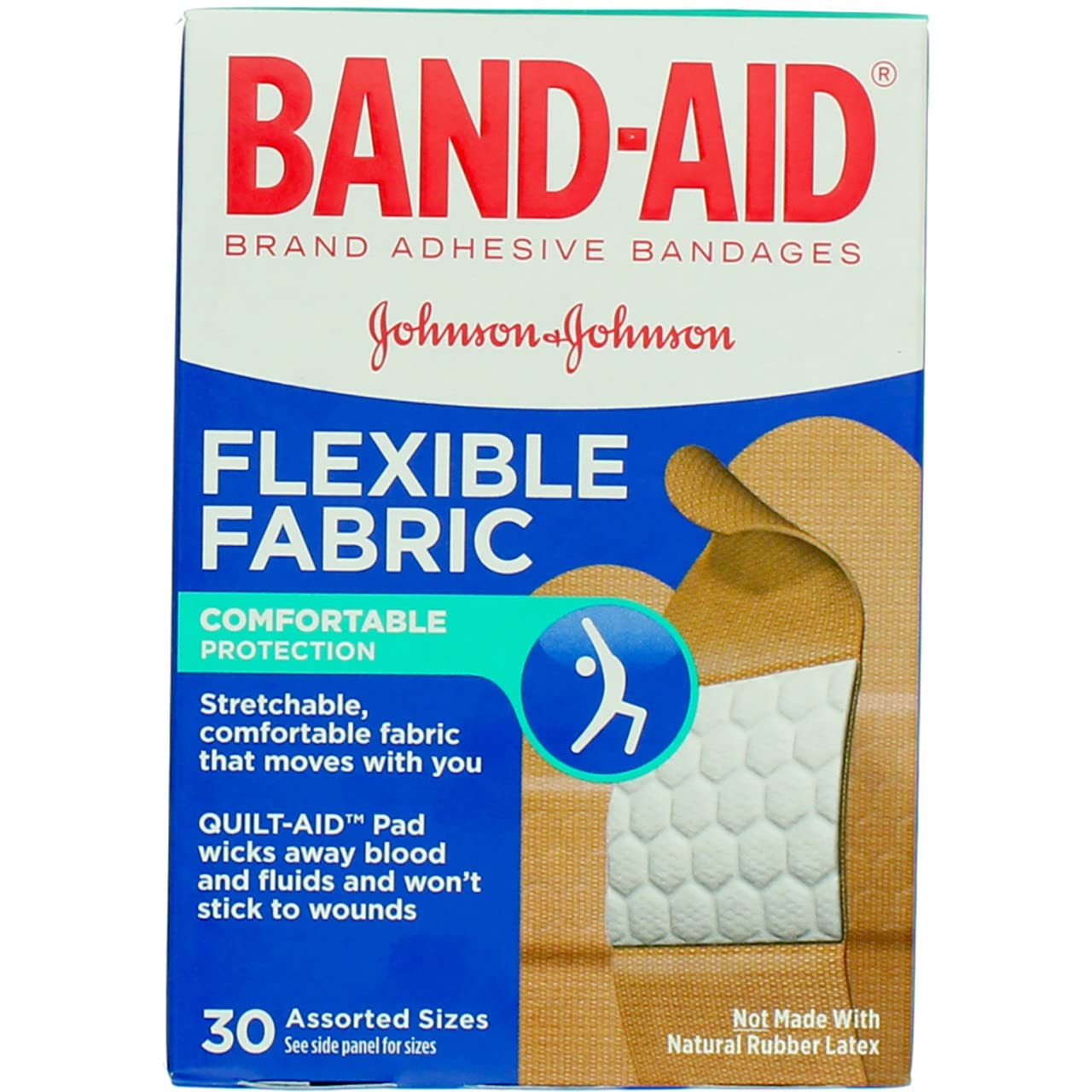 BAND-AID Brand Flexible Fabric Bandages Assorted Sizes, 30 Count