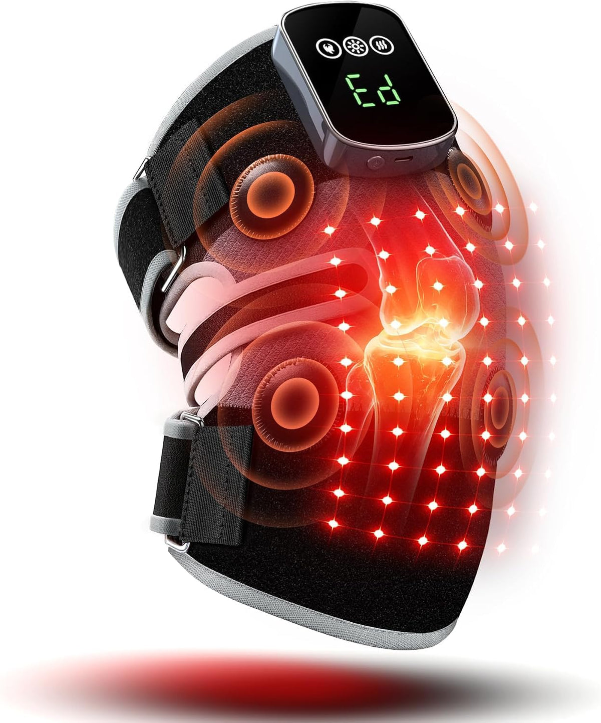 Knee Massager with 5 Heat and Red Light Therapy, Cordless Heated Knee Brace