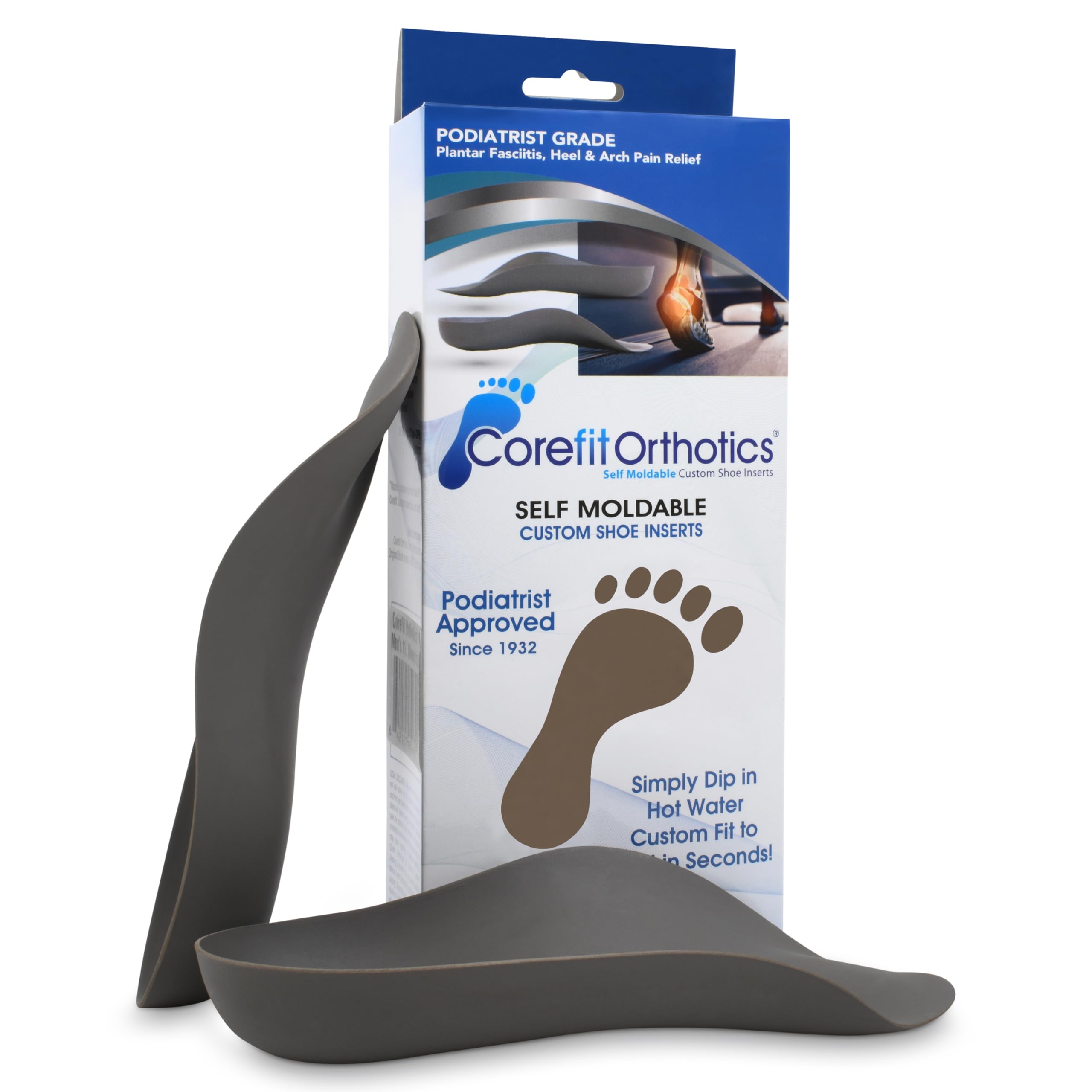 Corefit Orthotics Medical Grade Custom Orthotics for Plantar Fasciitis, Heel & Arch Support - Custom Fit to Your Feet - Made in