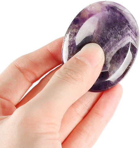 Artistone 2.0Amethyst Crystal Worry Thumb Stones for Anixety Natural Polished Healing Bulk Purple Palm Pocket Chakra Stones Wome