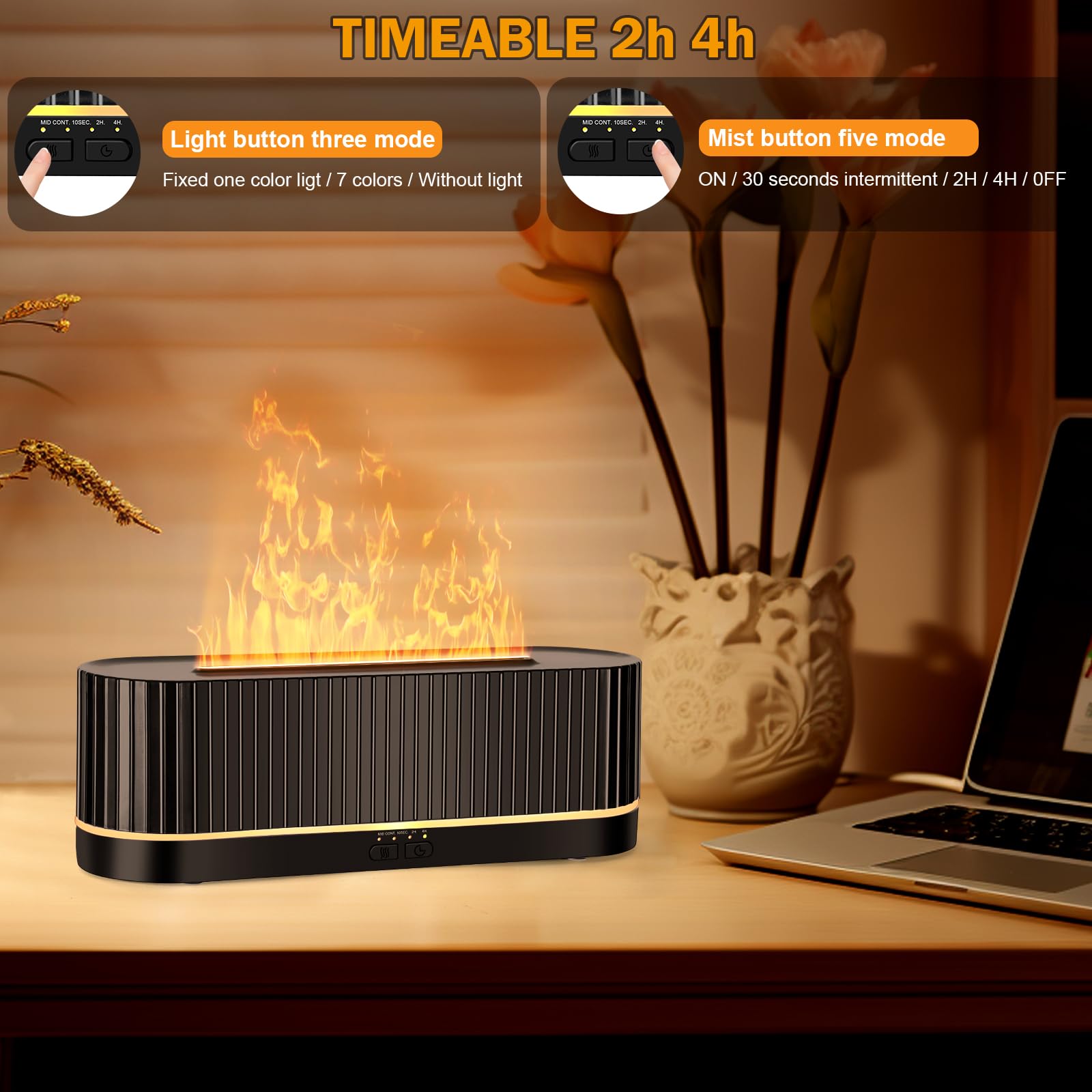 Essential Oil Diffuser,Colorful Flame Fire Diffuser Humidifier,Scent Aroma Diffuser, 7 Colors Changing Oil Diffuser for Home,Off