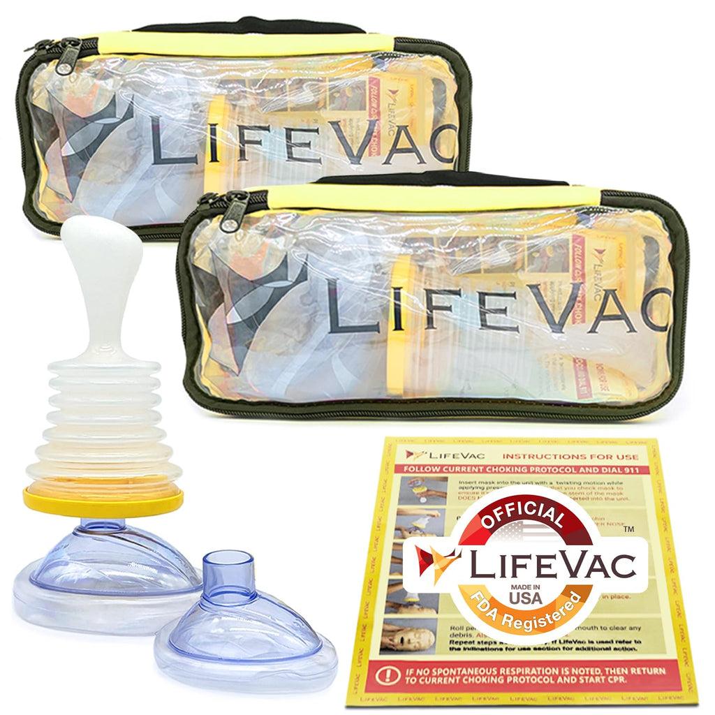 LifeVac Yellow Travel Kit 2 Pack - Portable Suction Rescue Device, First Aid Kit for Kids and Adults, Portable Airway Suction De