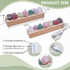 HYAMVOR Healing Crystal Night Light,7 Chakra Stones Bedside Lamp,Mood Light with Wooden LED Light Base,Healing Stones Positive E