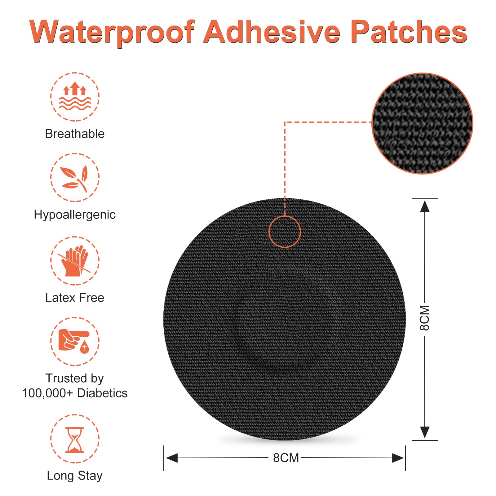 funpatch 20pcs Libre 2 Sensor Covers Waterproof, Freestyle Adhesive Patches Latex-Free & Hypoallergenic Long Stay for 14 Days St