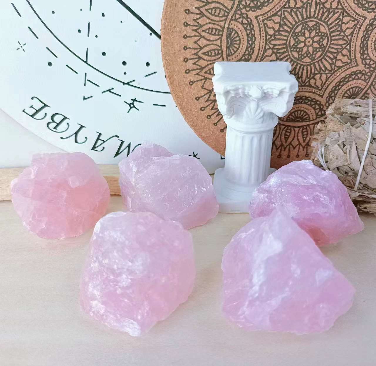LAIDANLA Rose Quartz 2'' Natural Rough Stones Crystal Large Raw Crystals Bulk Healing Gemstones for Reiki Healing Tumbling Fount