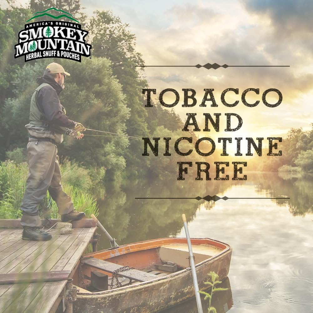 Smokey Mountain Caffeinated Pouches - Spearmint - Tobacco Free and Nicotine Free - 5 Can Box - 15 Pouches Per Can