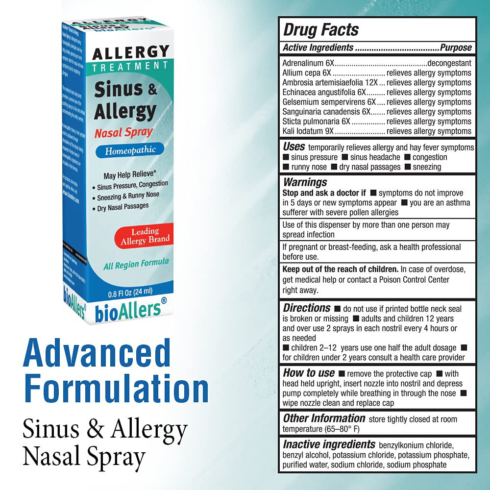 NaturalCare bioAllers Allergy Nasal Spray, Homeopathic Allergy Spray for Congestion Relief, Sinus Pressure, Sneezing, Runny Nose
