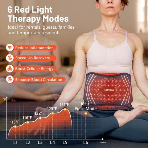 Red Light Therapy Belt & Back Massager for Pain Relief, Infrared Light Therapy Vibration Rechargeable, Red Light Therapy Device 