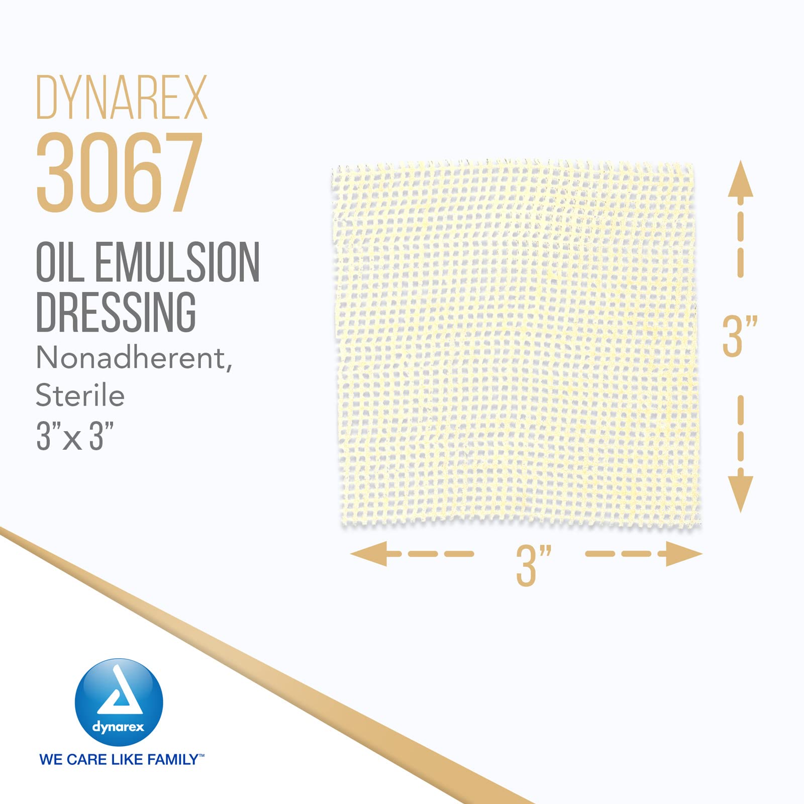 Dynarex Oil Emulsion Dressings, Wound Care, Absorbent, 3    x 3    Sterile Knitted Gauze Dressing with Emulsion Blend of Petrola