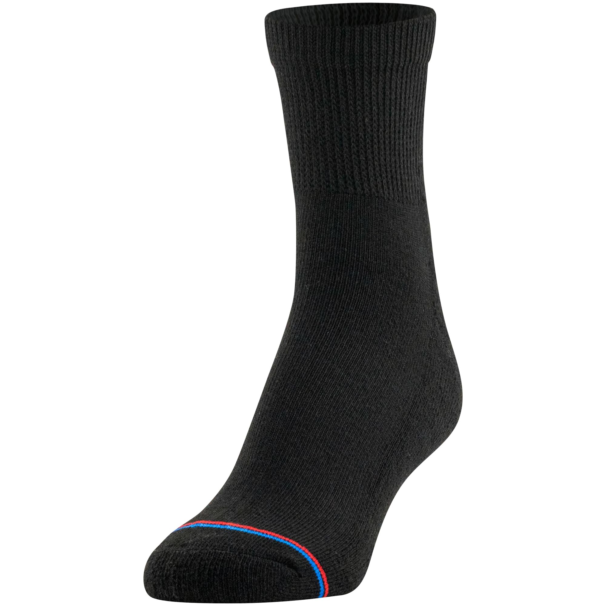 MediPEDS Quarter Socks with Non-Binding Top and Cushion, Multipairs, Black (4-Pairs), Shoe Size: Men's 7-12 Women's 10-13