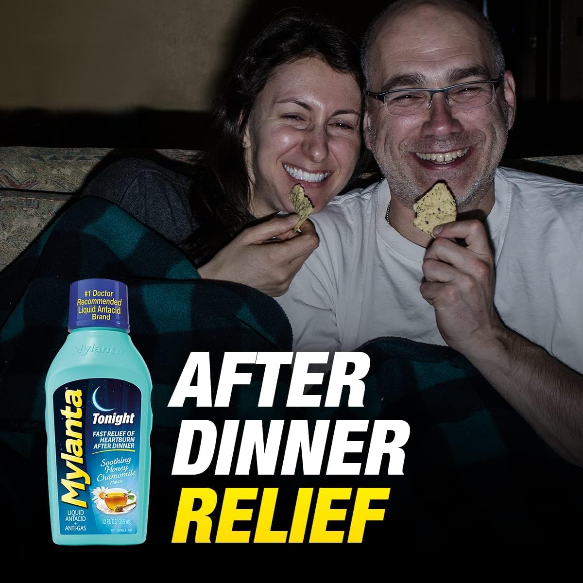 Mylanta Antacid and Gas Relief, Tonight Formula, Honey-Chamomile, 12 Fl Oz (Pack of 2)