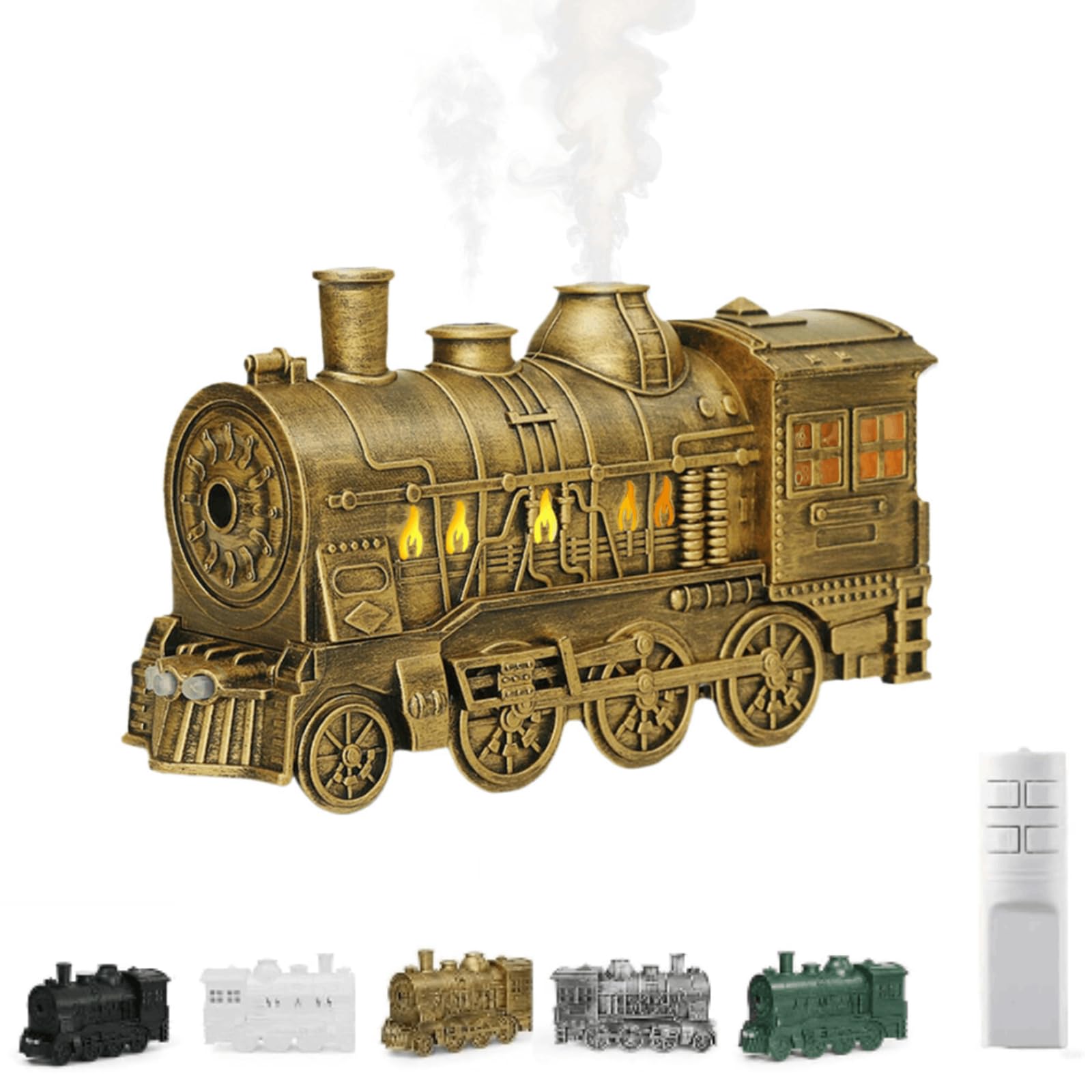 Train Humidifier with Essential Oil Diffuser - 300ML Large Capacity Ultrasonic Dual Mist Output, 4Color LED Night Light with Rem