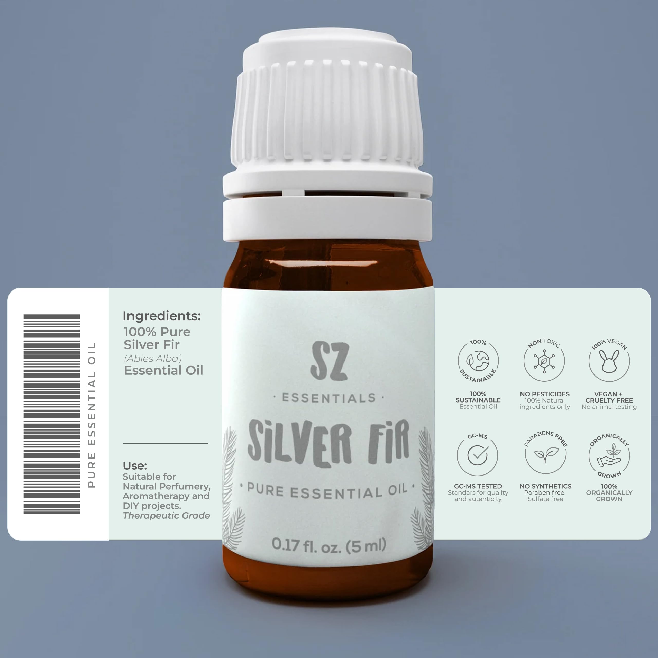 SZ Essentials Silver Fir Essential Oil - Delightful! 100% Pure and Natural Undiluted Oil, Therapeutic Grade & Vegan, Extracted f