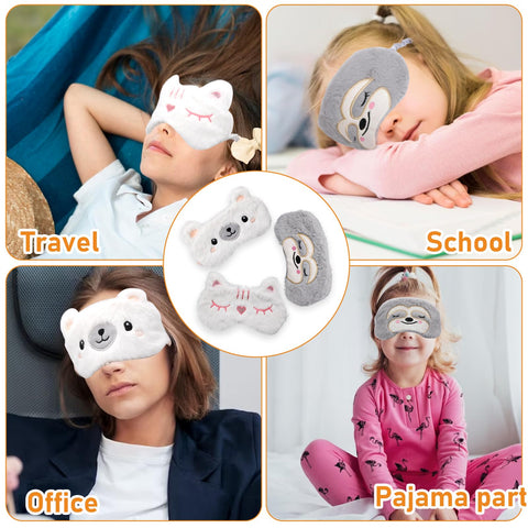 3 Pieces Cartoon Cute Cat Sleeping Eye Mask, Cute Sleeping Eye Mask, Soft Plush Eye Mask, Cartoon Style, Night Sleeping Eye Mask