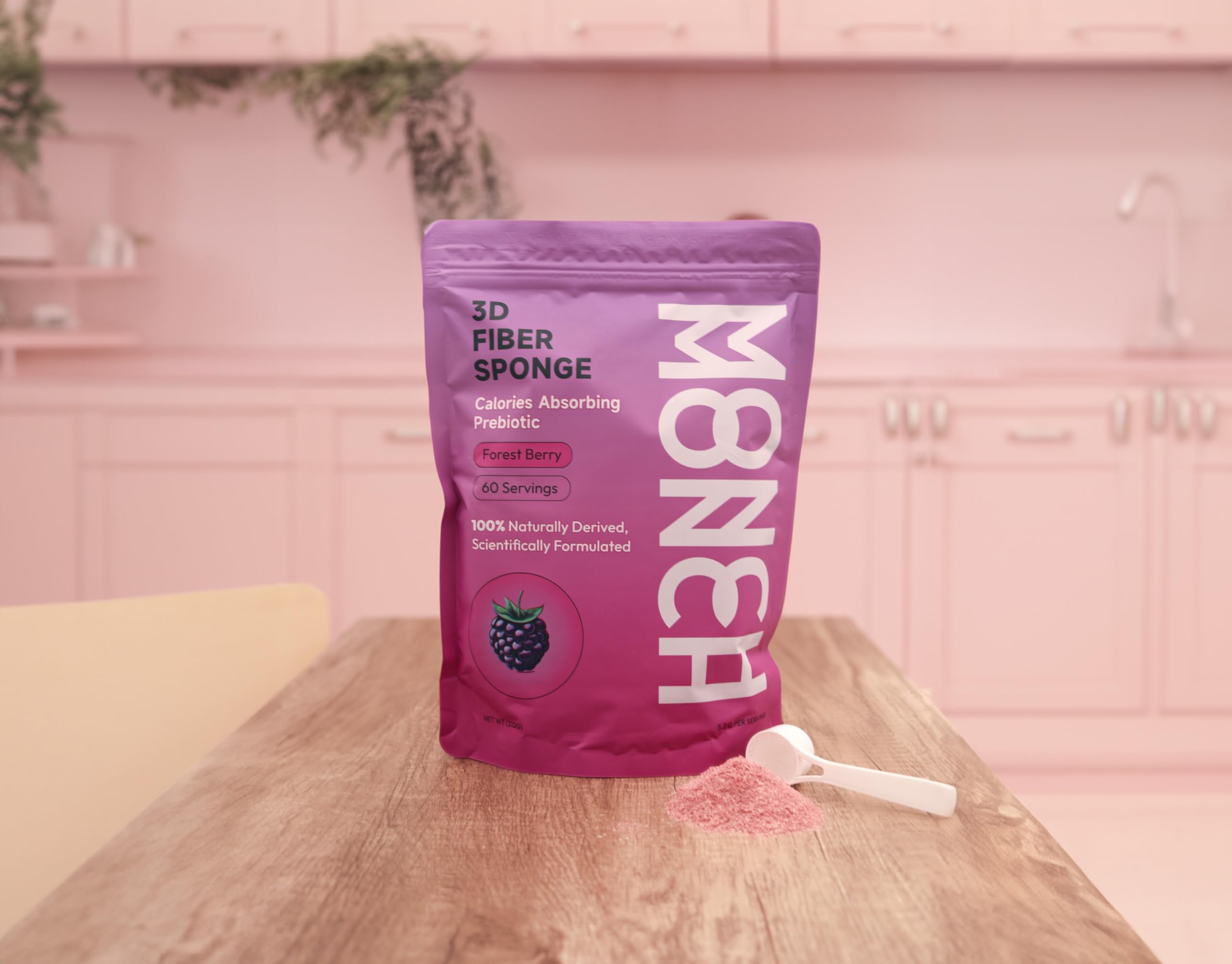 Monch Monch 3D Fiber Sponge Forest Berry with Natural BlackBerry Flavoring - 28 or 60 Servings (One Month Supply, Forest Berry)