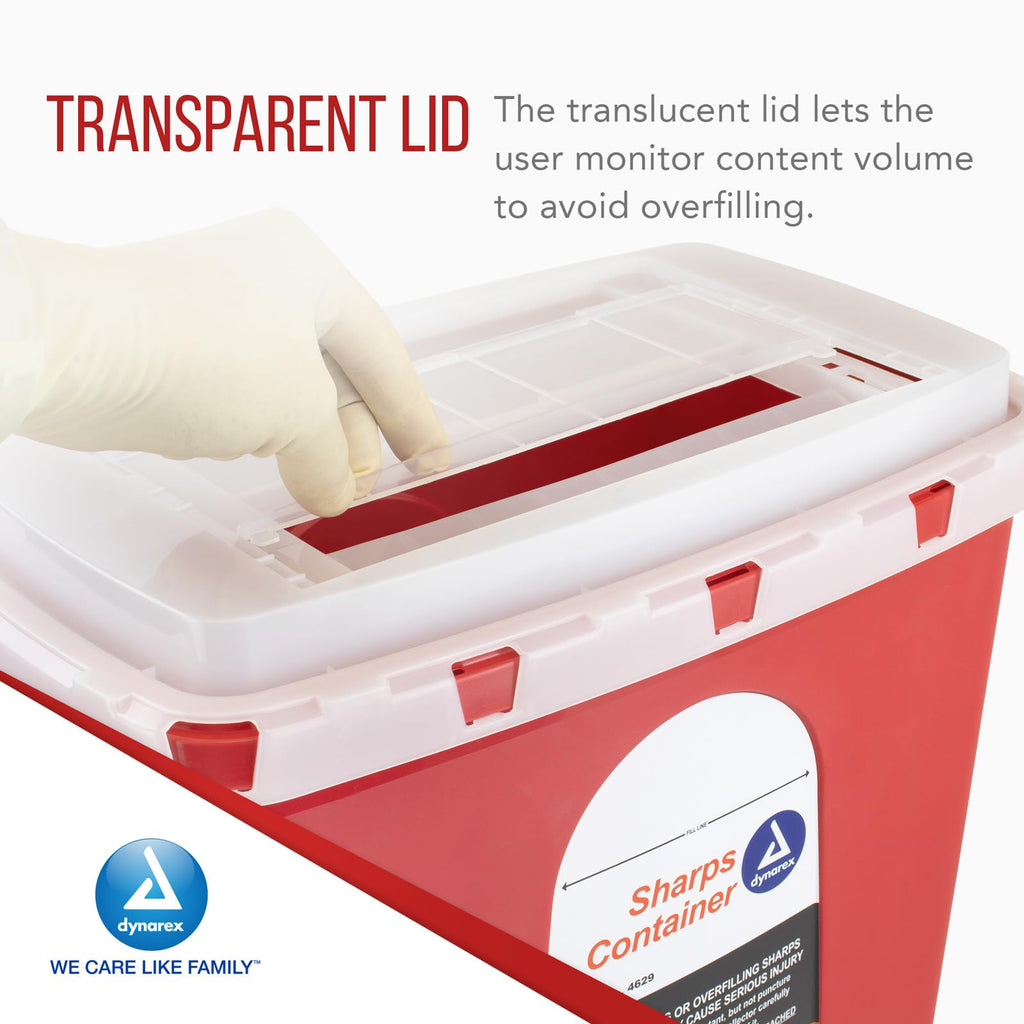 Dynarex 4629 Sharp Container, Provides a Safe Disposal of Medical Waste and Needles, Non-Sterile & Latex-Free, 6 Gallons, Made w