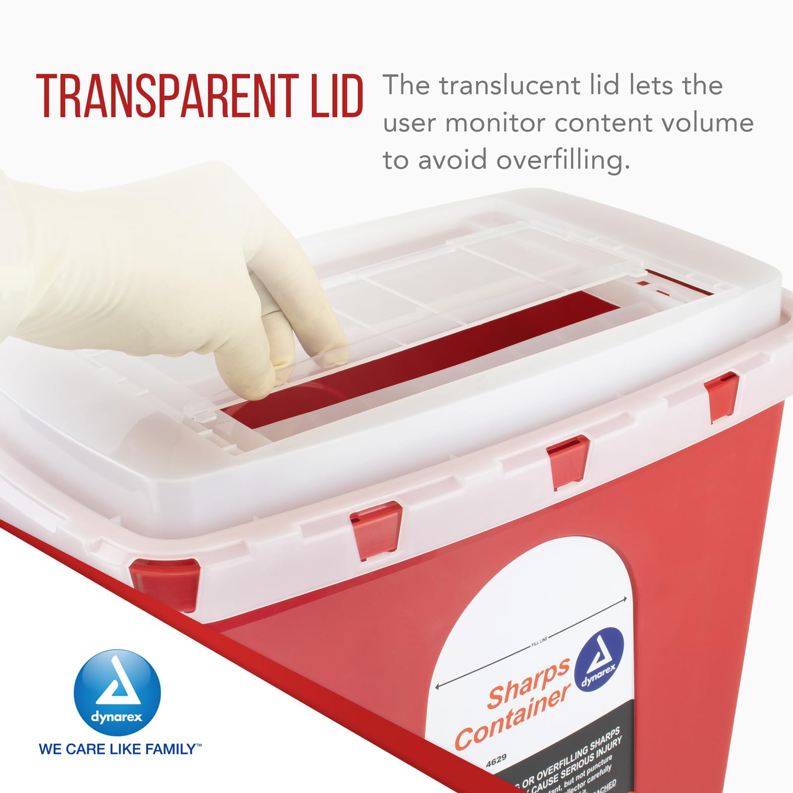 Dynarex 4629 Sharp Container, Provides a Safe Disposal of Medical Waste and Needles, Non-Sterile & Latex-Free, 6 Gallons, Made w