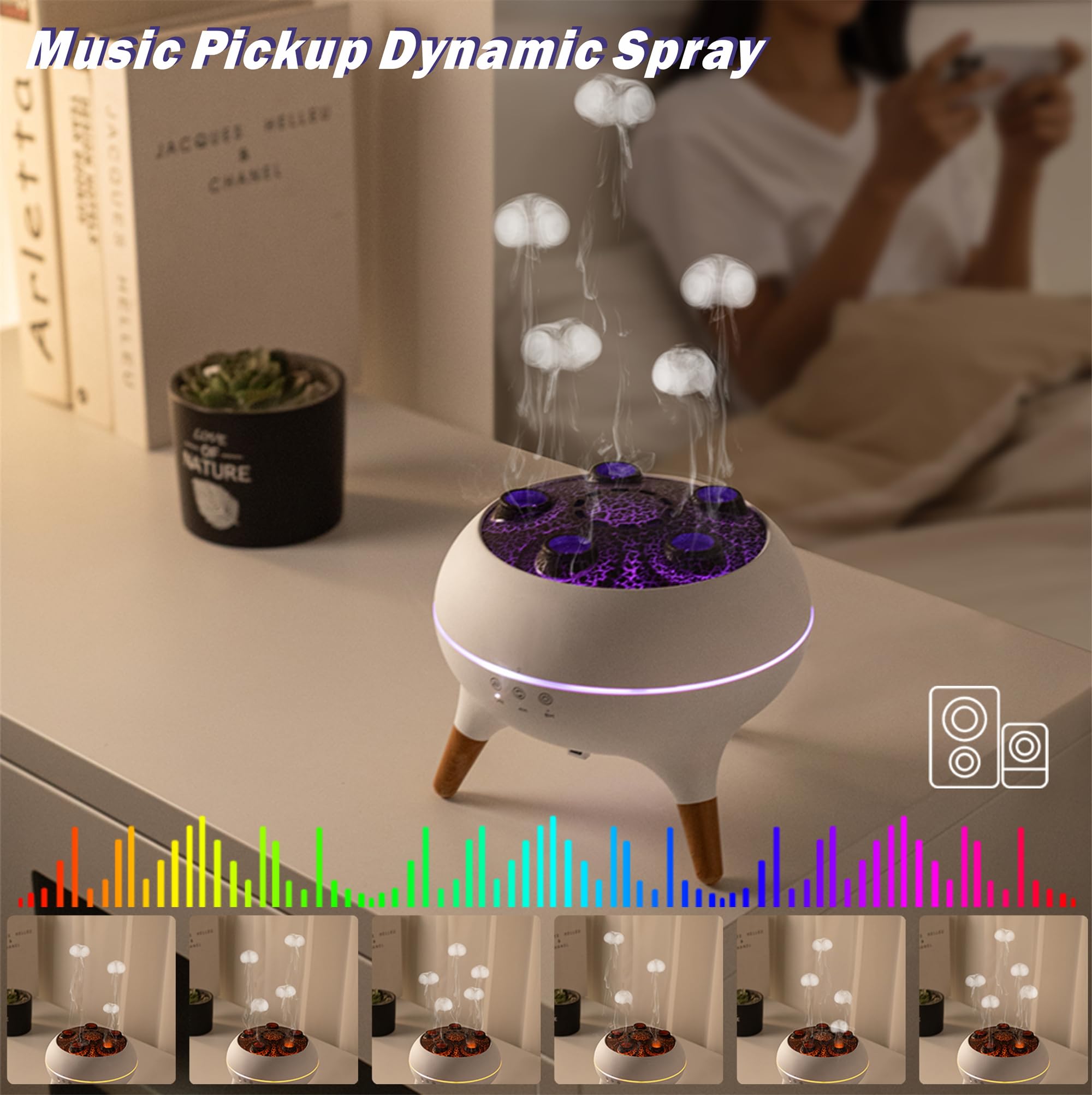 AChoice4U Essential Oil Diffuser 250ML Dancing Jellyfish Aromatherapy Diffuser Humidifier with 7 Colors LED Lights,Remote Contro