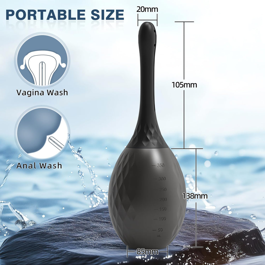 Enema Douches for Men Women Colon Cleanse, Enema Bulb Anal Douche with Silicone Bendable 5 Holes Nozzle, Feminine Care Shower En