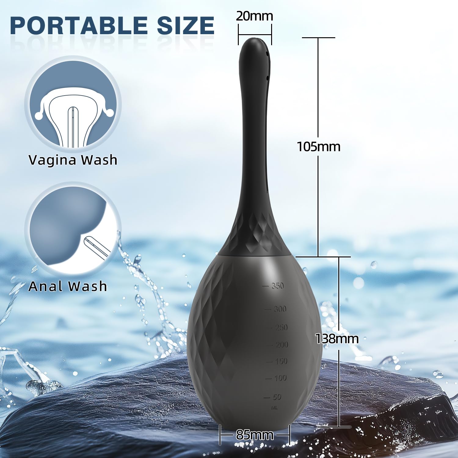 Enema Douches for Men Women Colon Cleanse, Enema Bulb Anal Douche with Silicone Bendable 5 Holes Nozzle, Feminine Care Shower En