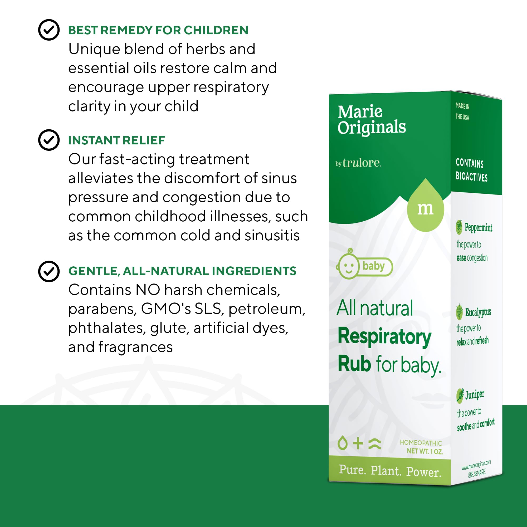 Marie Originals Natural Respiratory Baby Chest Rub | Breathe Essential Oil Blend for Babies and Toddlers with Eucalyptus, Pepper
