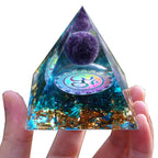 Besorgone Orgonite Pyramid for Positive Energy Amethyst Sphere Chakra Orgone with Blue Quartz Crystal Healing Stones Attract Wea