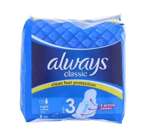 Always Classic 8 Nighttime Pads, Size 3 (Pack of 2)