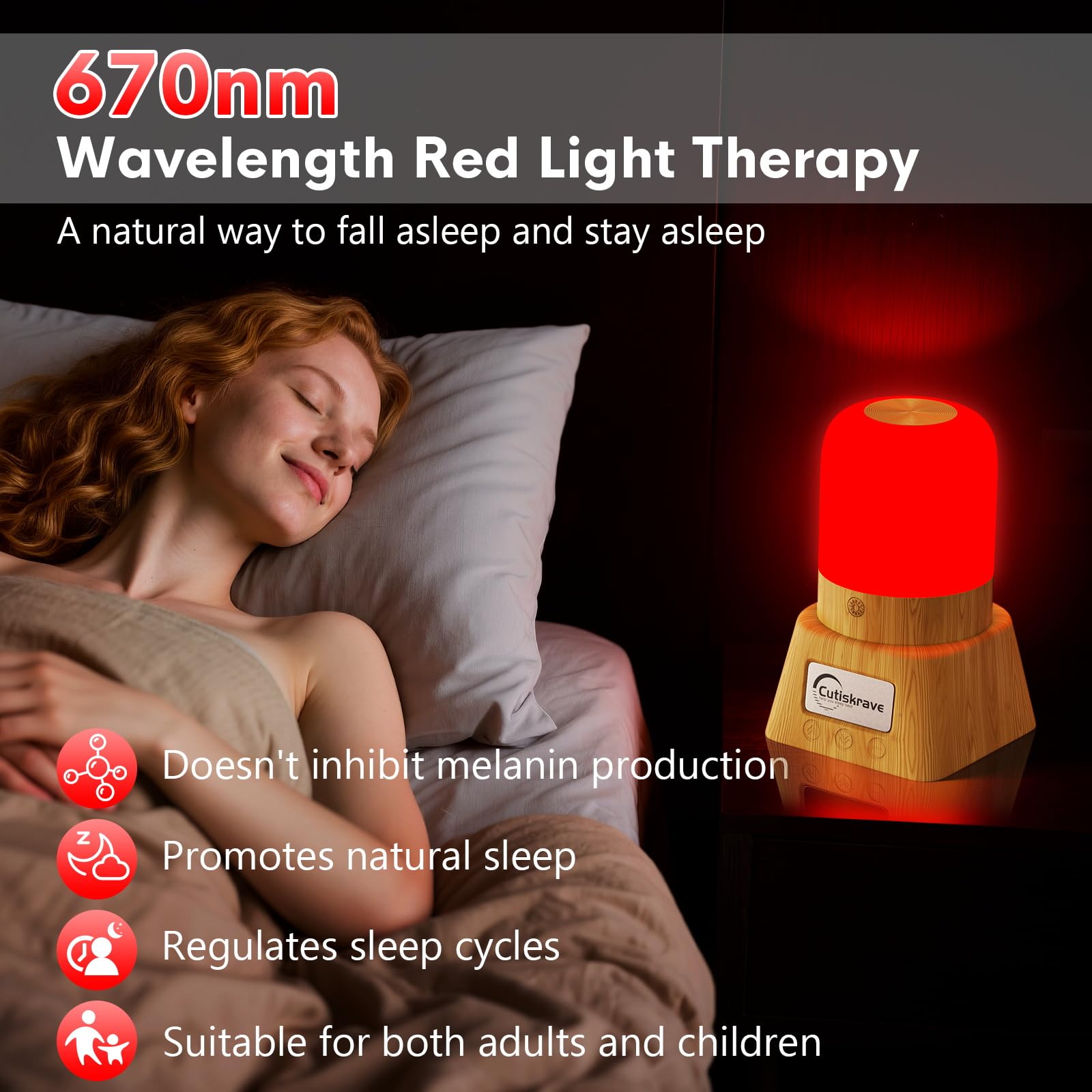 Red Light Night Light Lamp for Sleep,Red Nightlight Desk Lamp with 670nm Wavelength,Touch Remote Control Reds Light for Sleep La