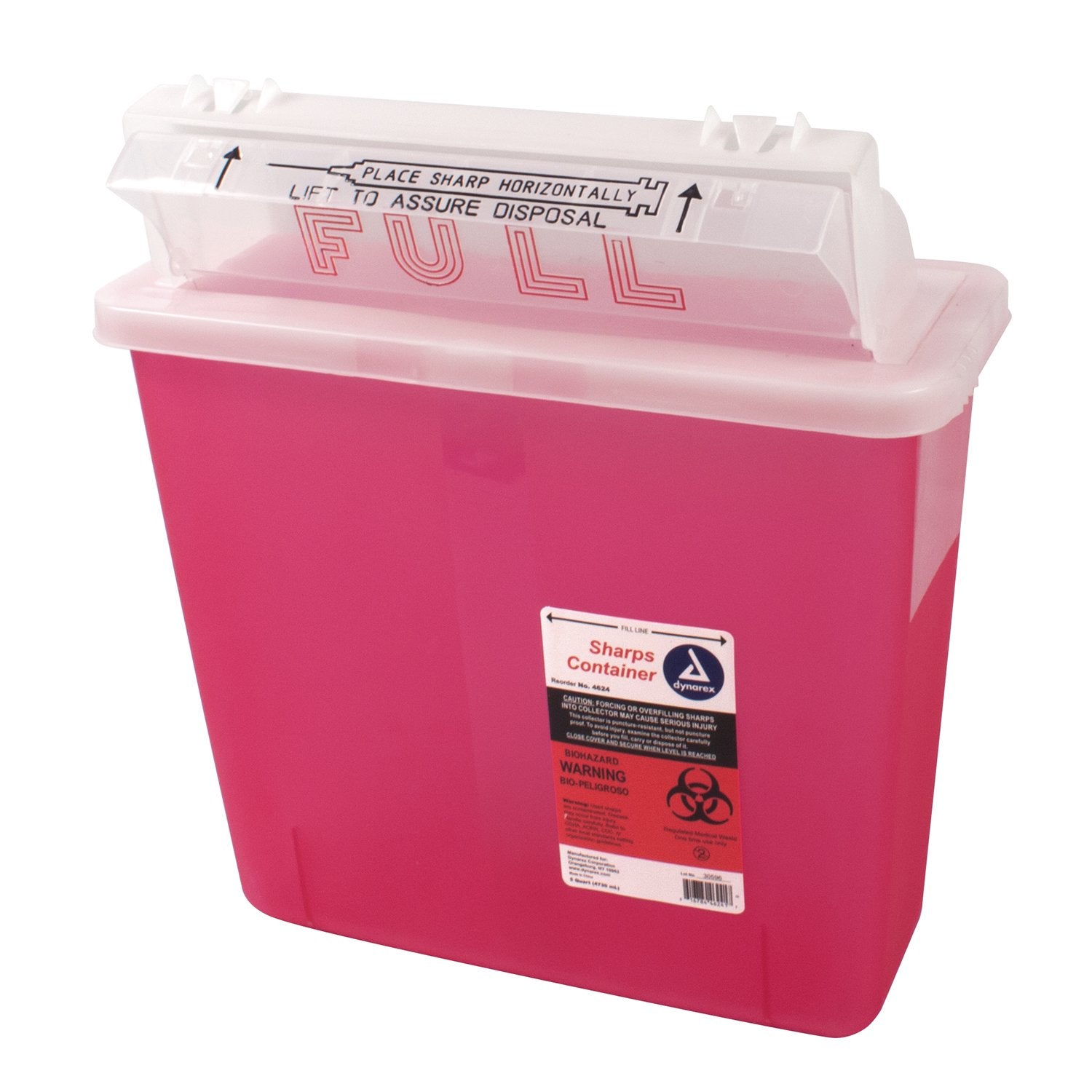 Dynarex 4624 Sharp Container, Provides a Safe Disposal of Medical Waste and Needles, Non-Sterile & Latex-Free, Made with Thermop