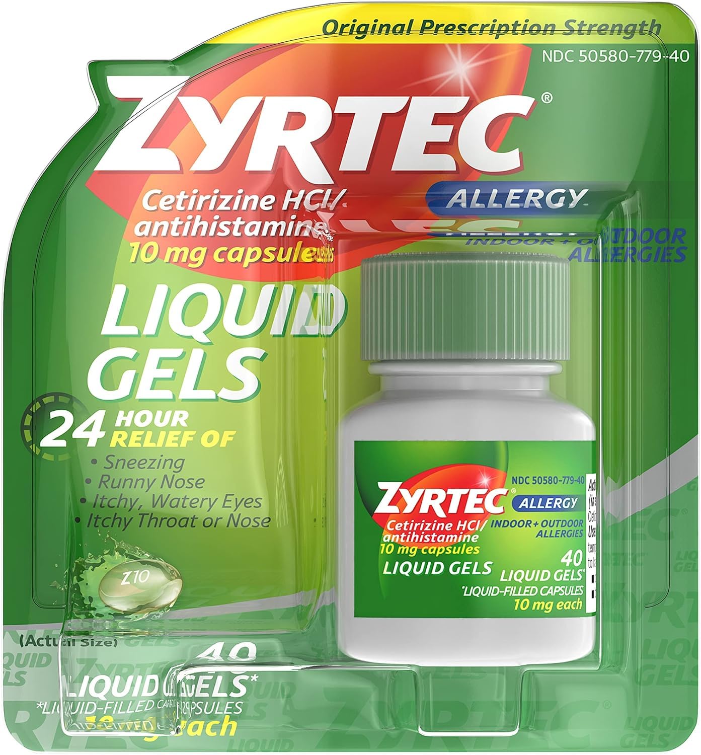 Zyrtec Allergy Liquid Gels, 24 Hour, 40 Count (Pack of 2)