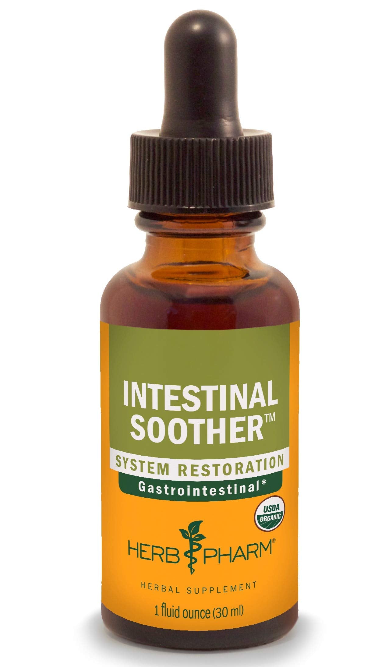 Herb Pharm Certified Organic Intestinal Soother Liquid Herbal Formula with Turmeric Extract - 1 Ounce (FIS01)