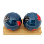 Top Chi Poker Baoding Balls with Bamboo Stand. Chiming Chinese Health Balls for Hand Therapy, Exercise, and Stress Relief (Large