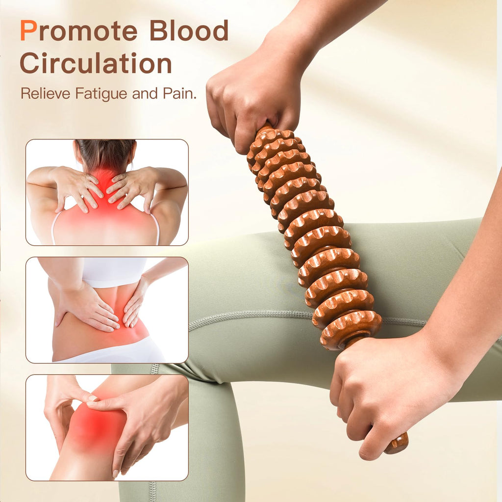 NXCYLW Wooden Cellulite Massage Roller Stick, Wood Therapy Massage Tools, Lymphatic Drainage Tool Cellulite Massager for Celluli