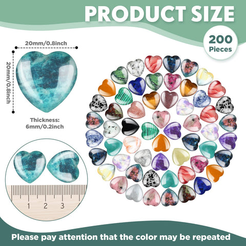 Nuenen 200 Pieces Valentine's Day Heart Shaped Crystal Bulk 0.8 Inch Worry Stones Valentine Mother's Day Gift Crystals Love Gems