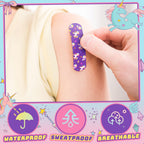 Tondiamo 200 Pieces 5 Styles Cartoon Bandages for Kids Flexible Adhesive Colorful Strips Waterproof Cute Bandages for Girls Repa