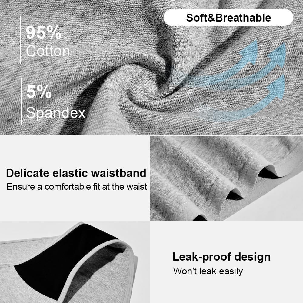 BATTEWA Womens Leak Proof Underwear Light Incontinence Bikini Panties Reusable Odor Control Protective Briefs for Ladies Teens 4