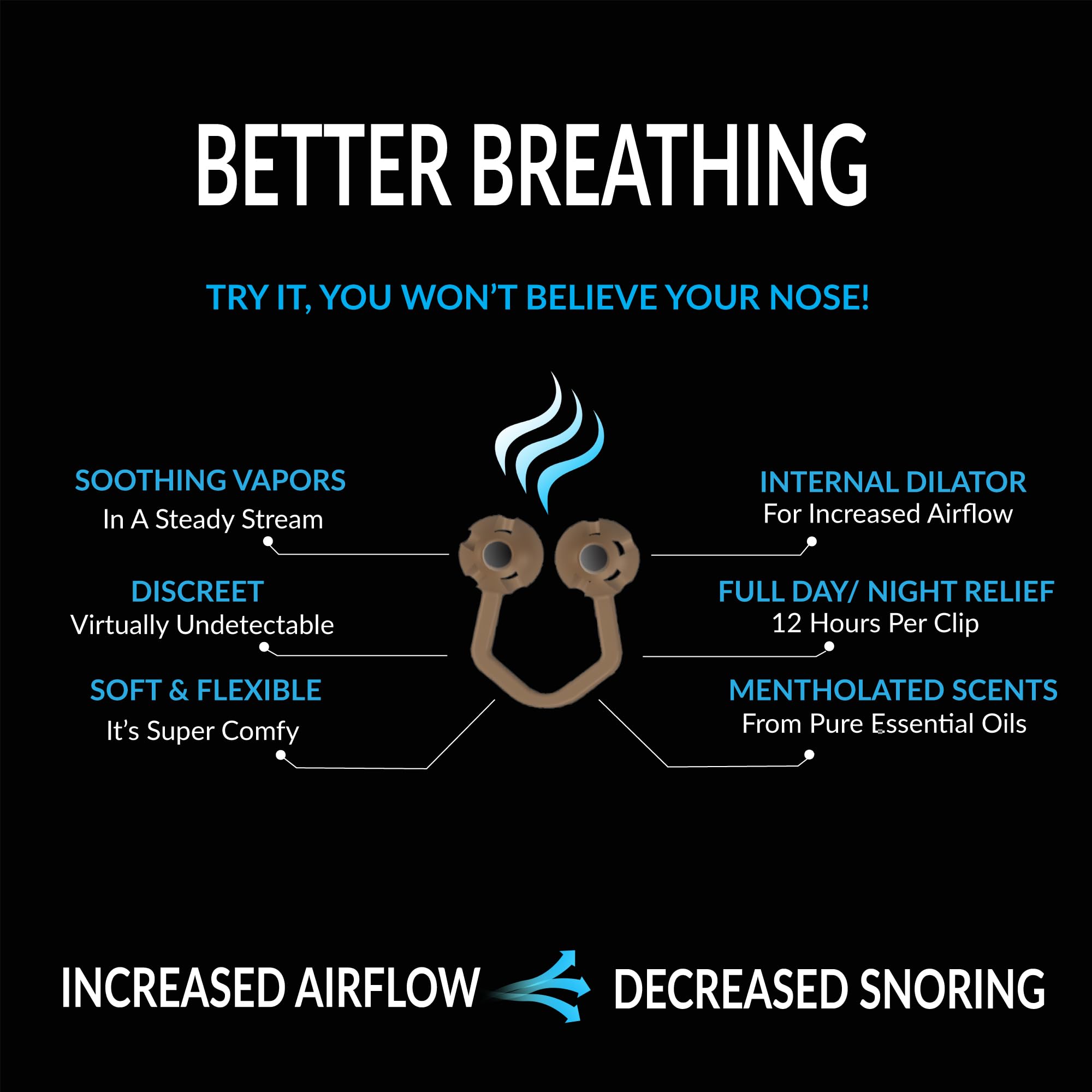 Vapor Soothers Mentholated Nasal Dilators for Breathing, Instant Nasal Congestion Relief, Nose Clips for Snoring, Nasal Dilators