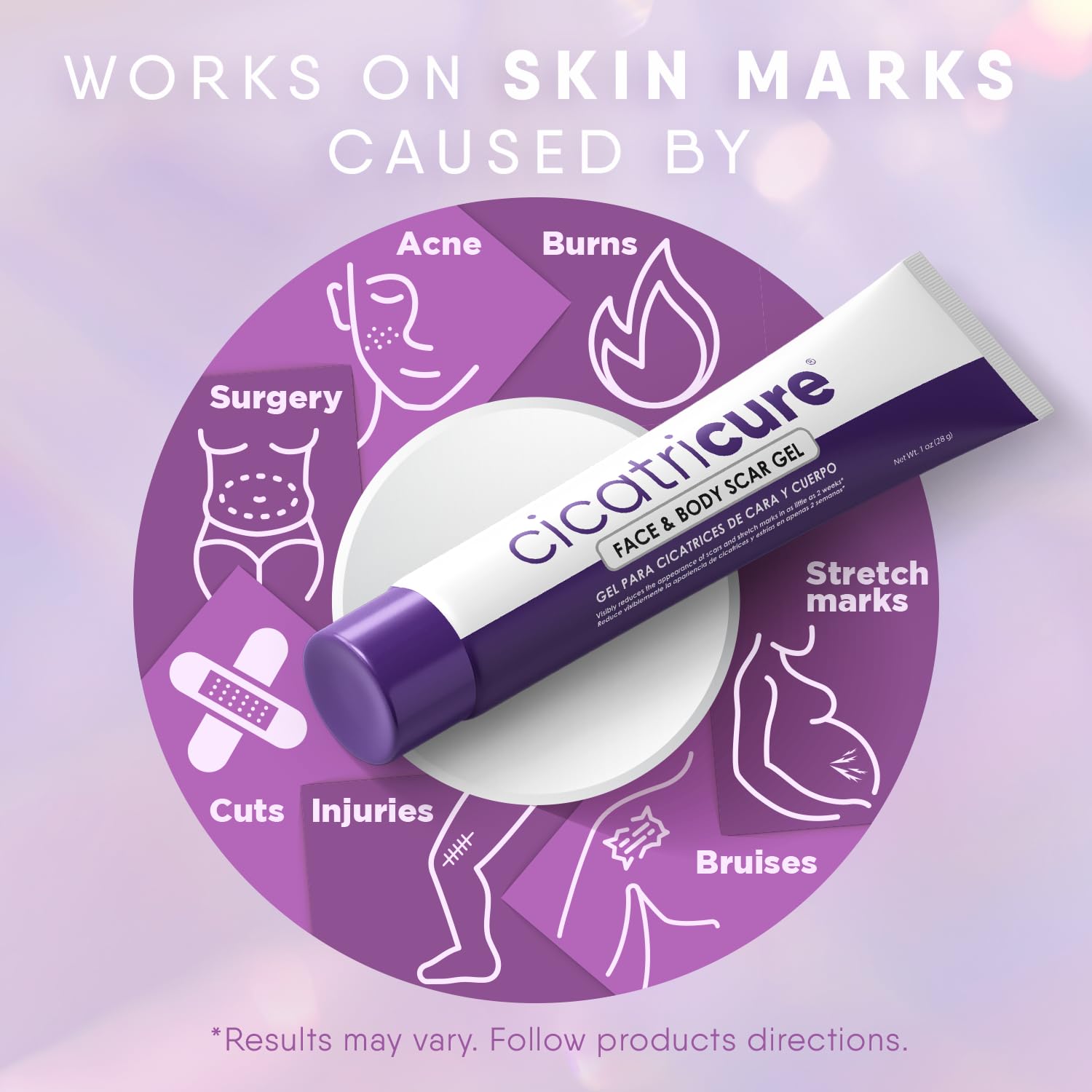 Cicatricure Face & Body Advanced Scar Gel, Scar Treatment for Old & New Scars, Fades Stretch Marks Away, Surgical Scars, Injurie