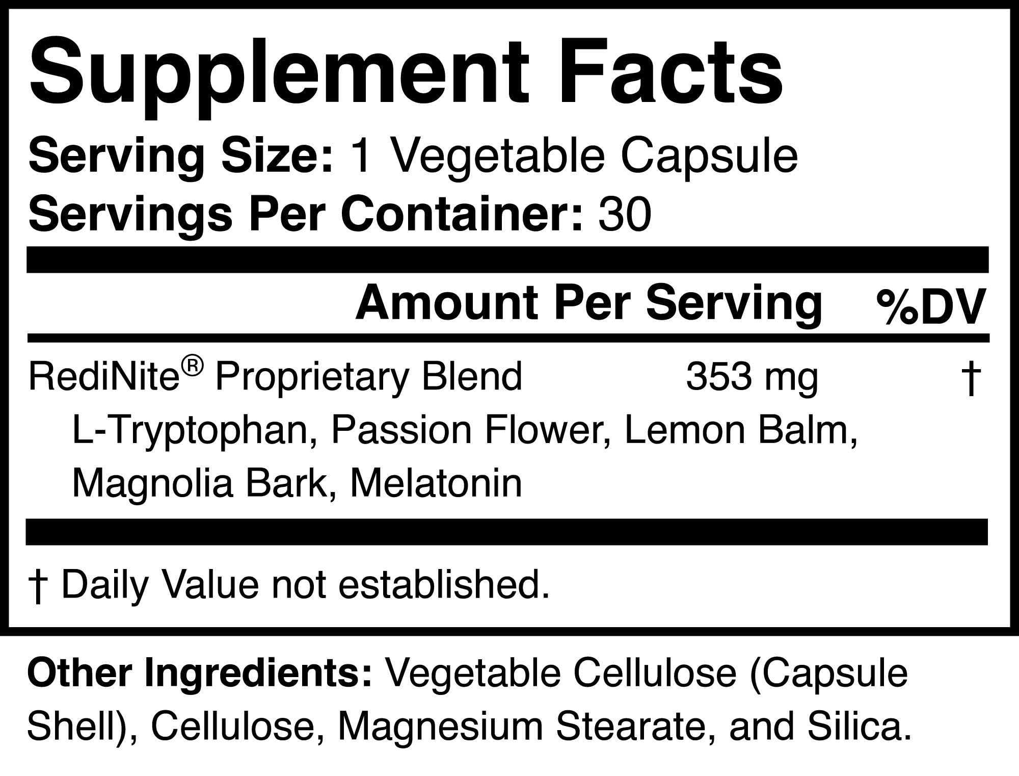 RediNite - Natural Sleep Aid Supplement - Non-GMO, Vegan