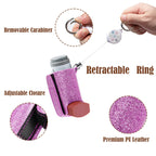 JFGLORIX Asthma Inhaler Holder Keychain Retractable Clip PU Leather Portable Travel Handy Holder for Kids and Adults, Inhaler No