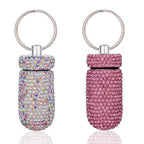 GOUWEIBA 2 Pieces Bling Pill Container Portable Pill Bottle Case Waterproof Travel Medicine Box Crystal Diamond Mini Pill Holder